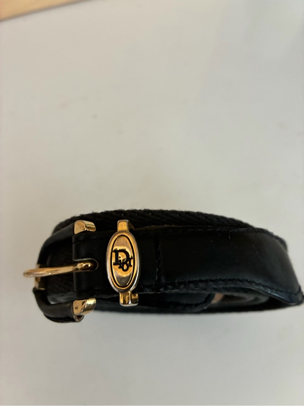 Dior Black Leather Belt with Gold Tone Hardware
